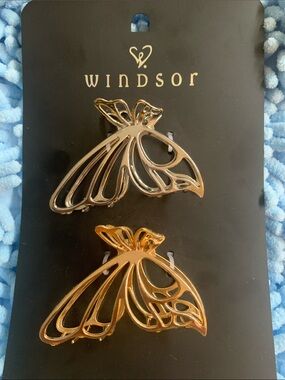 Windsor Openwork Butterfly Hair Clips in Silver and Gold